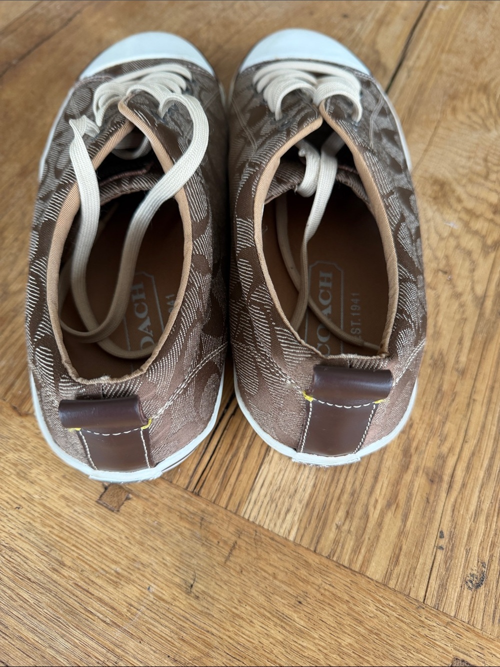 Coach Brown Signature Pattern Canvas Sneakers 13D - Picture 2 of 7